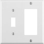 Leviton 2-Gang 1-Toggle 1-Decora/GFCI Device Combination Wallplate, Standard Size, Thermoset, Device Mount, 80405-W, White