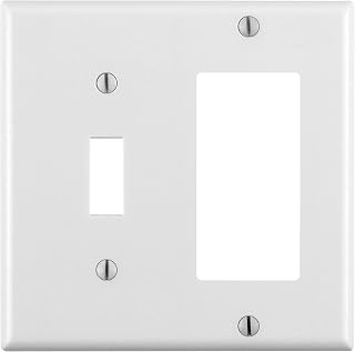 Leviton 2-Gang 1-Toggle 1-Decora/GFCI Device Combination Wallplate, Standard Size, Thermoset, Device Mount, 80405-W, White