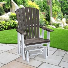 American Furniture Classics Model 515CGWT Fan Back Glider in Coastal Gray Woodgrain with a White Base, Made in The USA