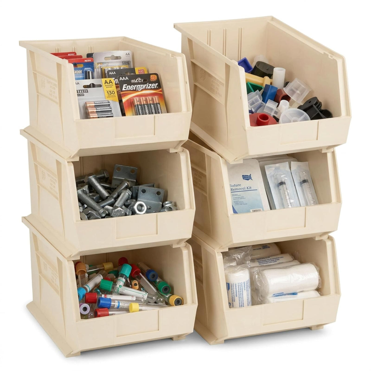 QUANTUM STORAGE SYSTEMS Ivory / 18L x 11W x 10H / Ultra Stack & Hang Open Storage Bins