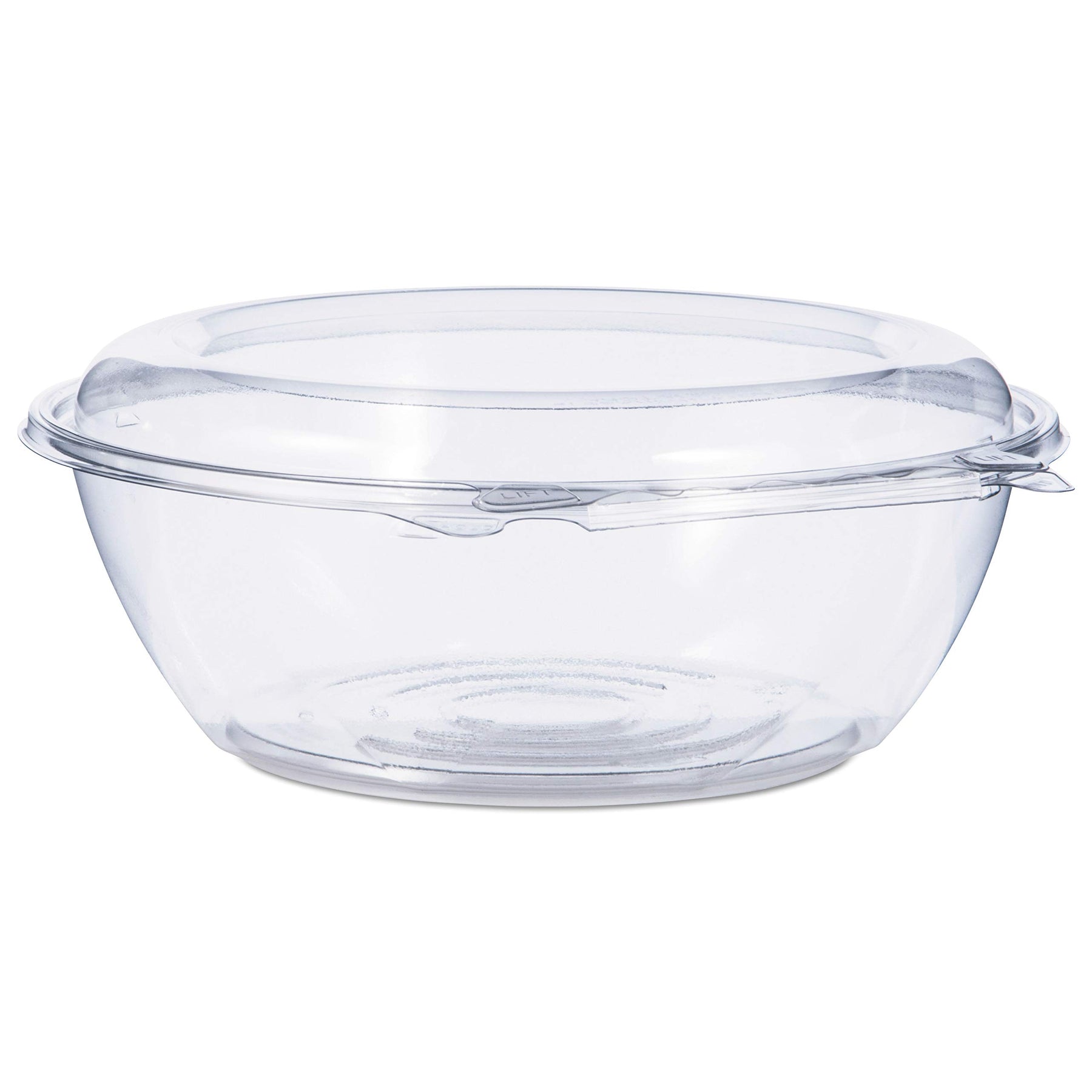 Dart 48 oz SafeSeal Tamper-Evident Clear PET Plastic Bowl with Hinged Dome Lid, CTR48BD (100 Count)