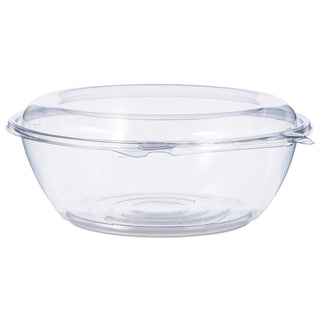 Dart 48 oz SafeSeal Tamper-Evident Clear PET Plastic Bowl with Hinged Dome Lid, CTR48BD (100 Count)
