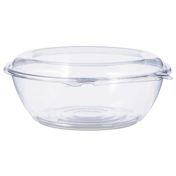 Dart 48 oz SafeSeal Tamper-Evident Clear PET Plastic Bowl with Hinged Dome Lid, CTR48BD (100 Count)