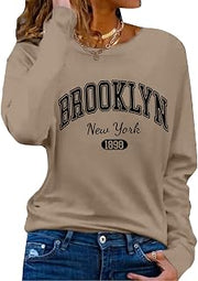 Women's Long Sleeve Tops Graphic Tee Casual Loose Crew Neck T Shirts