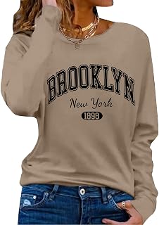 Women's Long Sleeve Tops Graphic Tee Casual Loose Crew Neck T Shirts