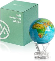 MOVA Self Rotating Globe, Ocean Blue Relief Classic (4.5") | solar powered globe, no batteries or cords, gift for geography lovers, premium kinetic display, office desk decor