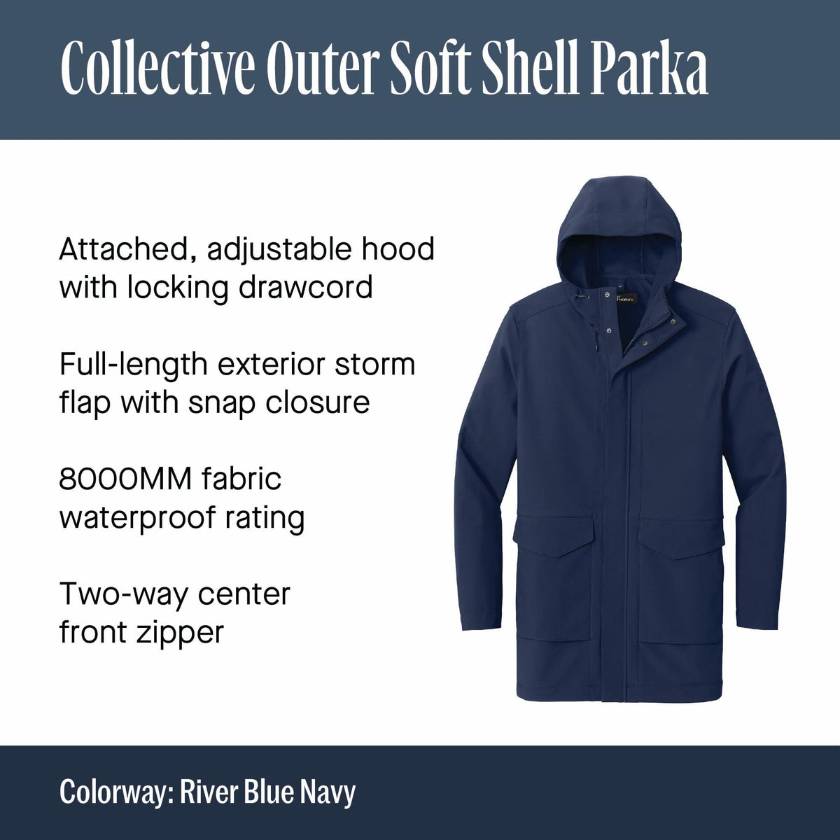 Men's Collective 3-in-1 Outer Soft Shell Parka by Port Authority – X-Large, River Blue Navy, Model J919