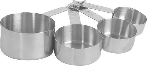 Thunder Group SLMC2414 Stainless Steel Measuring Cup Set, 1/4, 1/3, 1/2, 1Cup