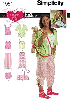 Simplicity Designed with Love By Sara Sewing Pattern 1951 Girls and Misses Sleepwear, Size H5 (6-8-10-12-14)