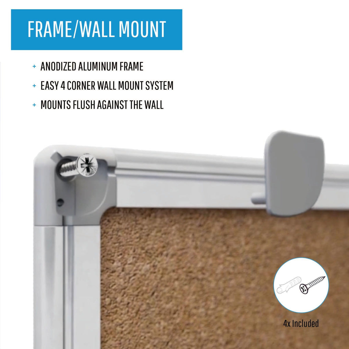 Earth Series Self-Healing Cork Bulletin Board by MasterVision – 18" x 24", Aluminum, Brown, Model CA021790