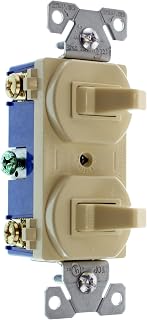 Hubbell RC103IZ Combo Double Toggle Switch, (1) 1-Pole, (1) 3-Way, 15-Amp, 120/277-Volt, Ivory