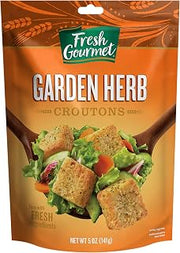Fresh Gourmet Premium Croutons, Garden Herb, 5oz (Pack of 6) Resealable Bag