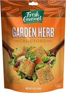 Fresh Gourmet Premium Croutons, Garden Herb, 5oz (Pack of 6) Resealable Bag