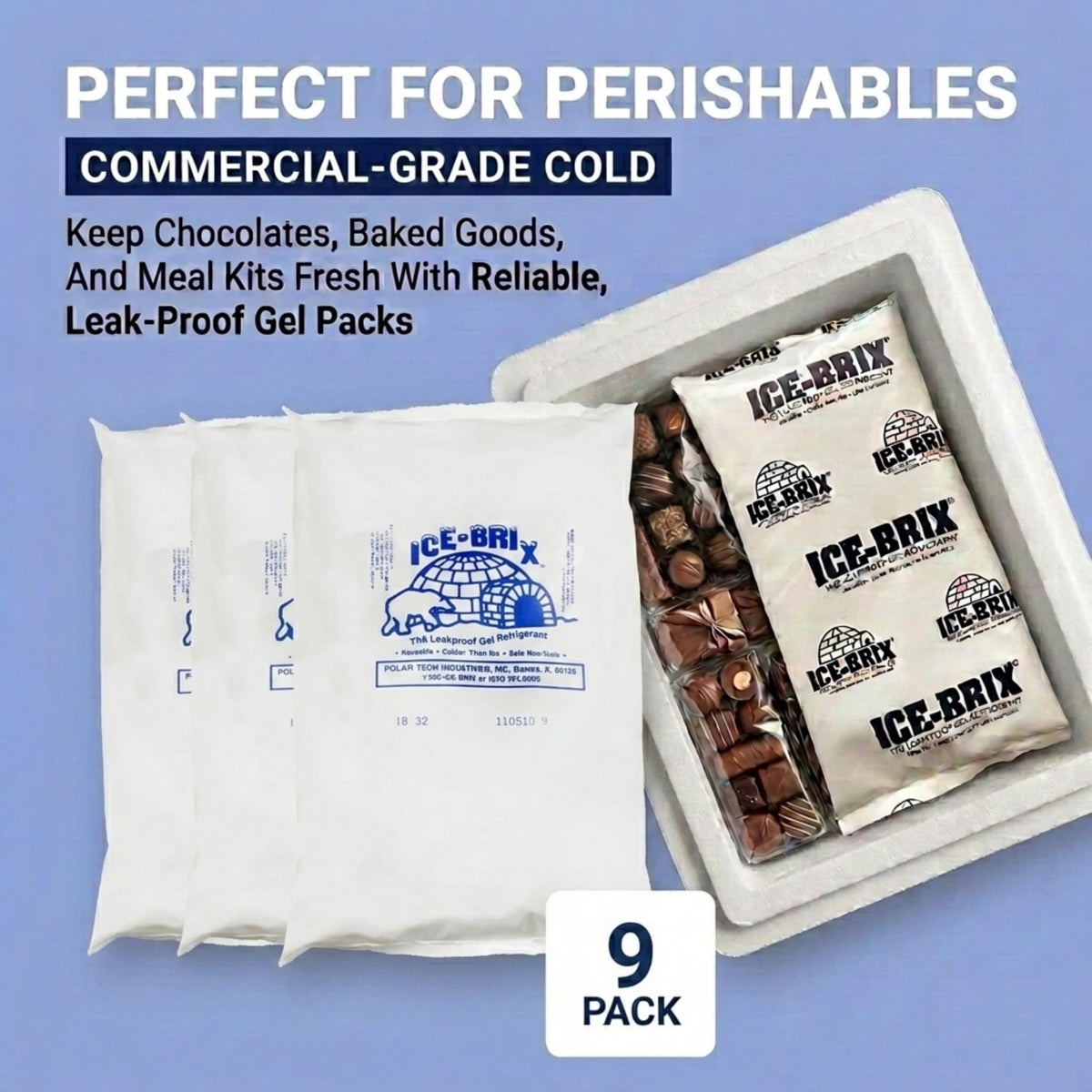 BOX USA 9-Pack Large 10x6 / White / Classic Cold Packs