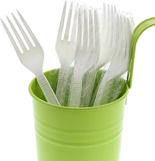 AmerCareRoyal Heavy Weight Individually Wrapped Disposable Polypropylene Plastic Forks for Restaurants and Catering, White, Pack of 1000
