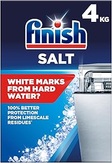 Finish Dishwasher Salt, 4kg, Prevents Limescale and White Residue, Effective against Hard Water, For Cleaner and Shinier Dishes vs Dishwasher tablets alone
