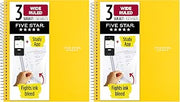 Five Star Spiral Notebook, 3 Subject, Wide Ruled, 150 Sheets | 10-1/2" x 8" Size | Harvest Yellow | Pack of 2 | Study App