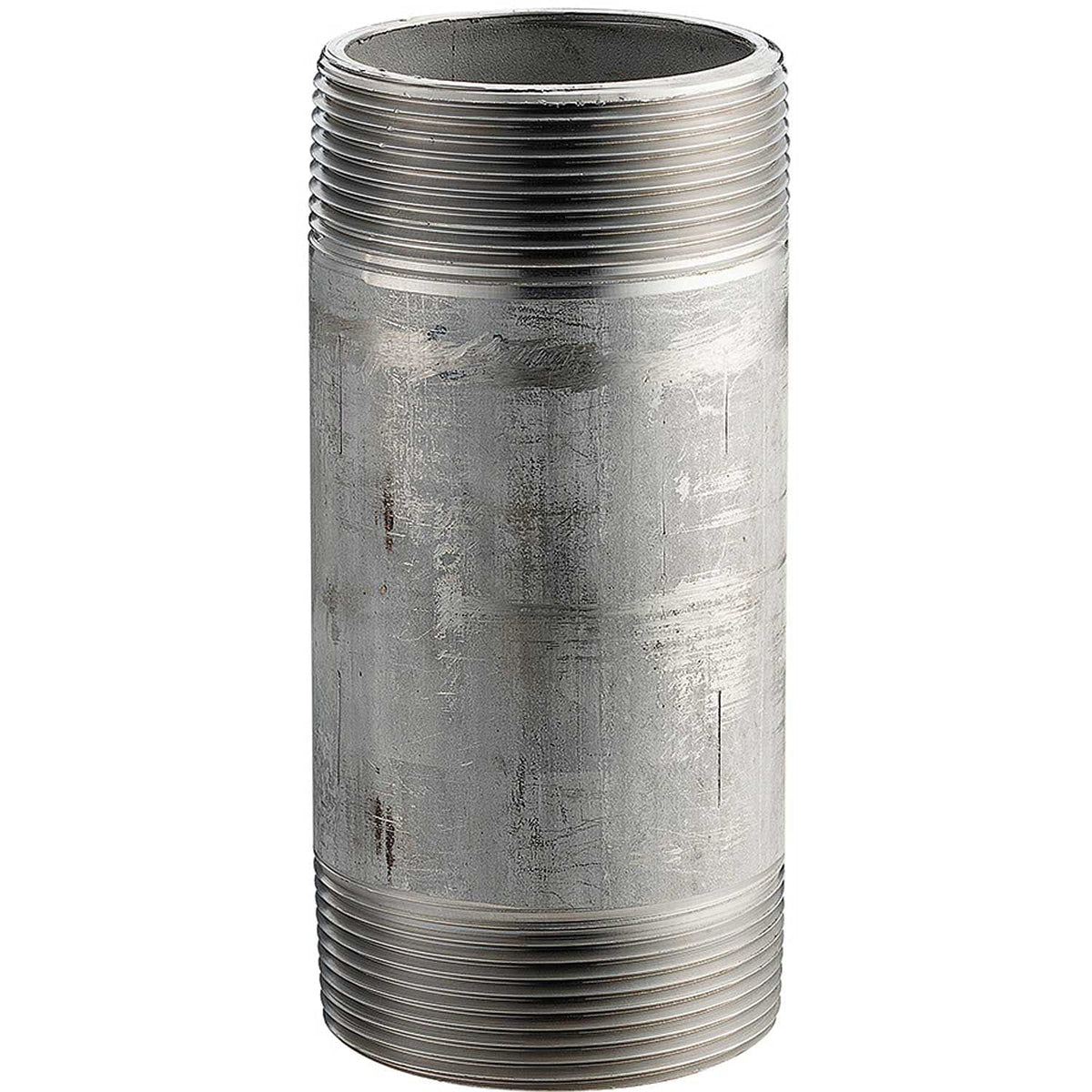 2 in. X 6 in. 304 Stainless Steel Pipe Nipple - 16168 PSI - SCH. 40 - Domestic by Merit Brass – 6"L x 2.38"W x 2.38"H, Stainless Steel, Model 4032-600