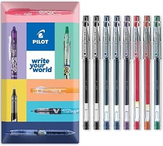 PILOT G-Tec C4 Gel Ink Rollerball Pen - 0.4mm Nib - 0.2mm Line - Essentials Pack of 8 Pens in Envelope Gift Packaging
