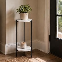 Furinno BESI 2-Tier Round Indoor Plant Stand, Metal Frame, White