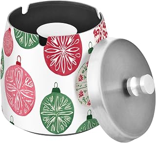 Christmas Light Ball Pattern Splash Ashtray with Lid, Outdoor Ashtrays for Patio