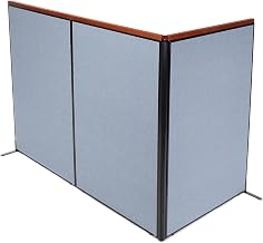 Global Industrial 48-1/4"W x 73-1/2"H Deluxe Freestanding 3-Panel Corner Room Divider, Blue