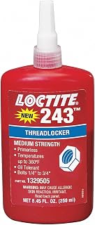 Loctite 1329505 Blue 243 Medium Strength Threadlocker, 360 Degree F Maximum Temperature, 250 mL Bottle | 360 Degree F Maximum Temperature