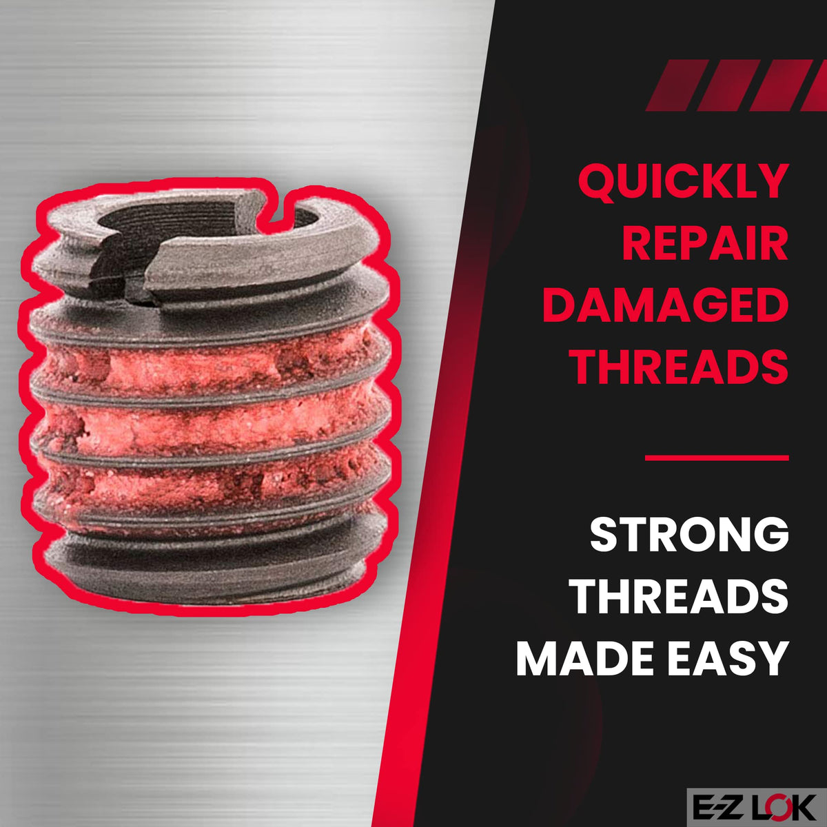 E-Z LOK Pack of 10 / 10 / 1/4-20 Internal Threads, 3/8-16 External Threads, 0.375 Length Thread Locking Inserts