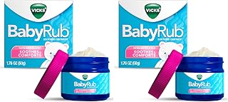 Vicks BabyRub Chest Rub Ointment with Soothing Aloe, Eucalyptus, Lavender, and Rosemary, from the makers of VapoRub, 1.76 oz (Pack of 2)
