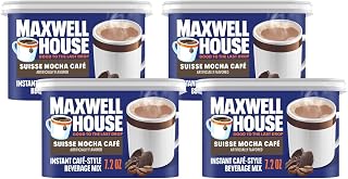 MAXWELL HOUSE International Suisse Mocha Cafe Beverage Mix, Caffeinated, 7.2 oz Can (Pack of 4)