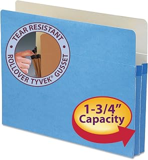 SMEAD 73215 1 3/4-Inch Exp Colored File Pocket Straight Tab Letter Blue