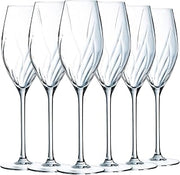 Cristal D'Arques Paris Swirly Collection 6 Flutes 24cl Made in France Reinforced Packaging