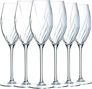 Cristal D'Arques Paris Swirly Collection 6 Flutes 24cl Made in France Reinforced Packaging