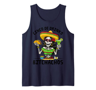 Funny Cinco De Drinko Mexican Let's Fiesta Women Tank Top by Cinco De Mayo 2026 Costume Mexican Party Fiesta – Black, Model JC4KKXXJRFS