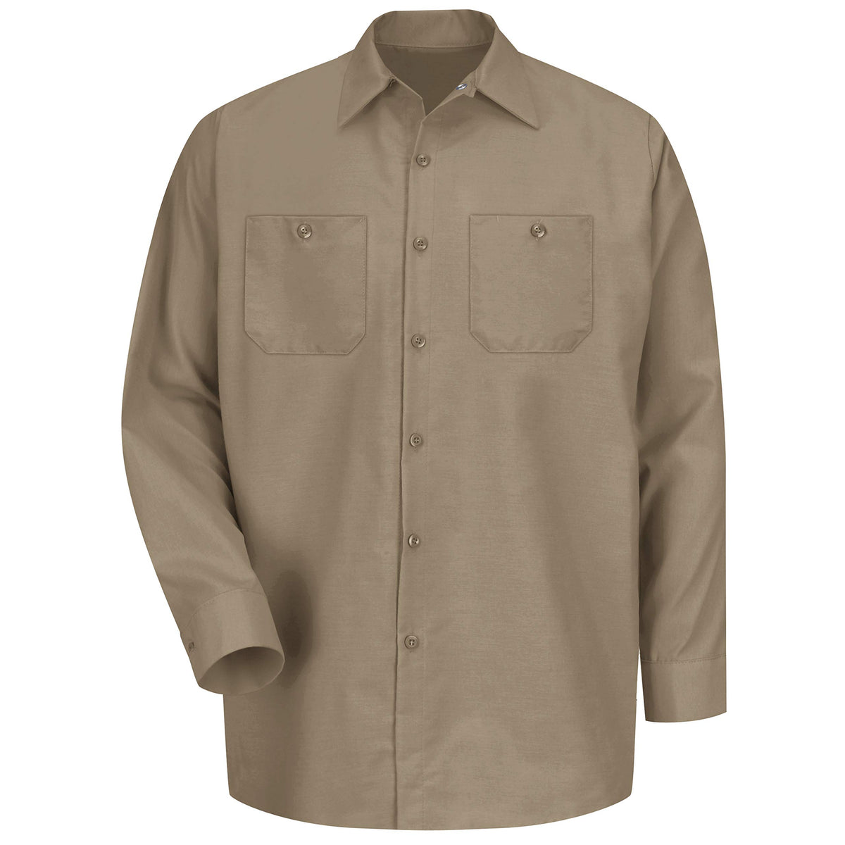Long Sleeve Industrial Solid Work Shirt Khaki X-Large - 5 Pack by Red Kap – Polyester, Khaki, Pack of 5, Model SP14