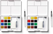 SAKURA Koi Pocket Field Sketch Kit - Watercolor Sets for Painting On the Go - 12 Colors - 1 Water Brush - 1 Sponge - 1 Palette (Pack of 2)