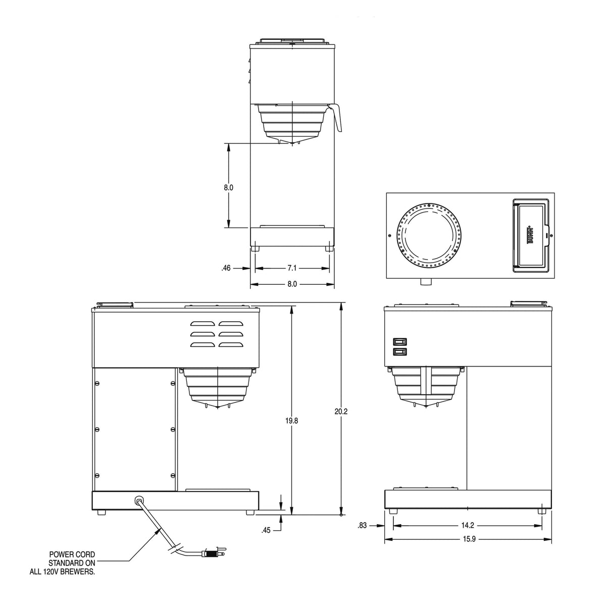 Bunn Standard / Brewer / Stainless Steel/Black Commercial Espresso Machines & Coffee Makers