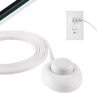PHILIPS Plug-in Footswitch, 9 Ft, 1-Outlet Flat Plug Extension Cord | Flat Extension Cord with Switch ON/Off, 2 Prong Extension Cord, 120V Long Extension Cord, 1 Pack, White, 1 Pack, SPS1036WF/37