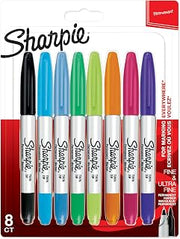Sharpie Twin Tip Permanent Markers | Fine & Ultra-Fine Points | Assorted Colours | 8 Count