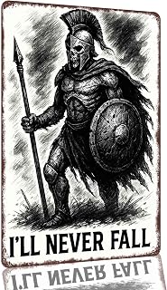 Undead Spartan Warrior I'll Never Fall 8 x 12 Inch Aluminum Wall Decor
