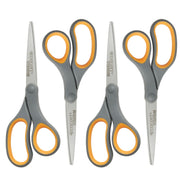 8-Inch Titanium Bonded Straight Scissors by Westcott – 4-Pack, Titanium, Yellow, Pack of 4, Model 17784