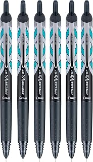 PILOT Precise V5 RT Deco Collection Refillable & Retractable Liquid Ink Rolling Ball Pens, Extra Fine Point (0.5mm) Black Ink, 6 Pack
