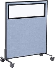 36-1/4"W x 45" H Mobile Office Partition Panel with Partial Window by Global Industrial – Alloy Steel, Blue, Model 694979MBL