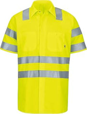 Red Kap Men's Short Sleeve Hi-Visibility Ripstop Work Shirt with Mimix™ + Oilblok, Type R Class 3