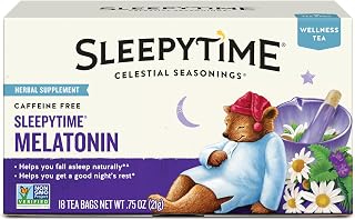 Celestial Seasonings Sleepytime Melatonin Wellness Tea, Caffeine Free, 18 Bags (Pack Of 6)