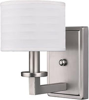 Canarm IWF283A01BPT City 1-Light Wall Mount with White Fabric Shades, Brushed Pewter