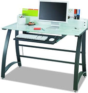 Safco Products 1938TG Xpressions 47" Computer Glass Top Workstation (Optional Keyboard Tray 1940BL Sold Separately), Tempered Glass/Black Frame