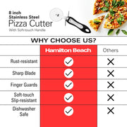 Pizza Cutter 8in soft touch handle by Hamilton Beach – Pizza Cutter, Stainless Steel, Black