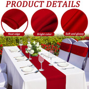 Bencailor Satin Table Runner, 12 x 108 Inch, Red, 24 Pack