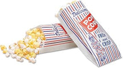 Pinch-Bottom Paper Popcorn Bag, Delicious Popcorn: Circus Clown Icon Labeling, 4" x 1.5" x 8", Red/White/Blue, 1,000/Carton